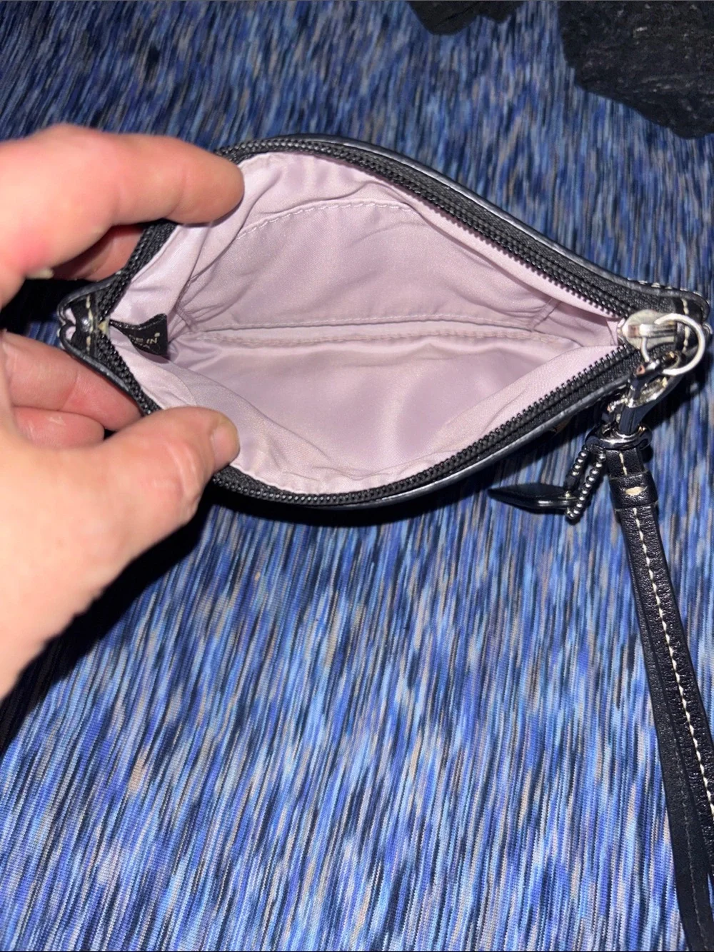Coach Black and Cream Horse-&-Carriage Wristlet
